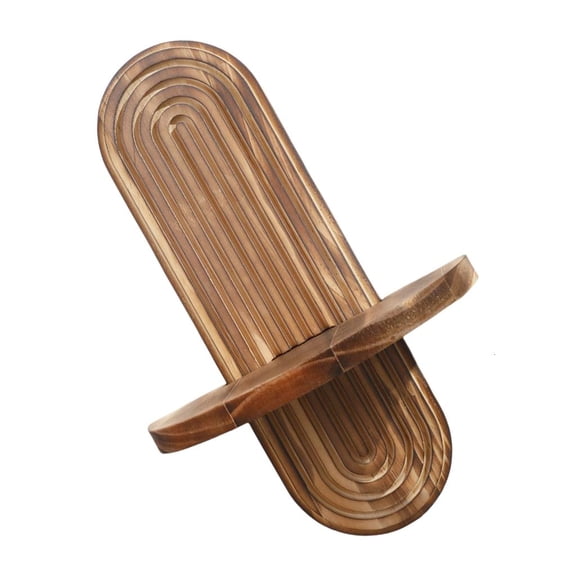 Yammee Double Layer Wooden Wall Shelf Oval Shape Plant Display Floating Rack Organizers for Bathroom Bedroom Kitchen Storage