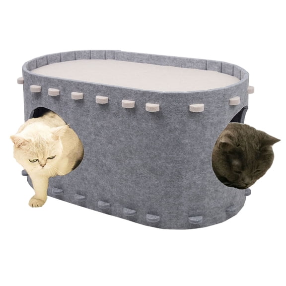Yammee DoubleDecks Cat Tree Cat Cave Bed Assembly House Cat Soft Sleeping Bed