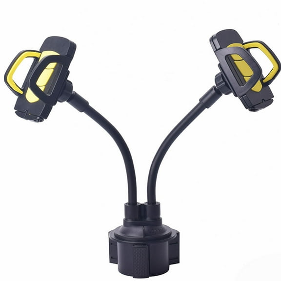 Yammee Dual Cup Holder Stable Universal Phone Cradle 360° Rotatable Plastic Mount 1pc