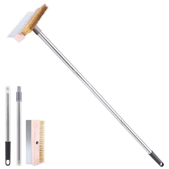 Yammee Durability Pizza Stone Cleaning Brush Copper Bristles Pizza Oven Brush Metal Scraper for Efficient Grill Maintenance