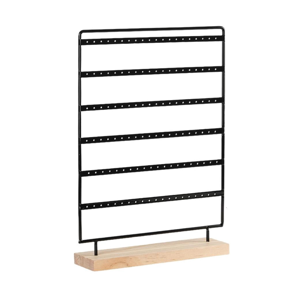 Yammee Earrings Organizer Jewelry Display Stand 6 Tiers Earring Holder Rack for Hanging Earrings Ear Studs with Wood Base Women
