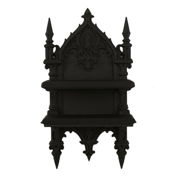 Yammee Easy Install Gothic Dark Double Layer Wall Shelf Organizer for Home Decoration