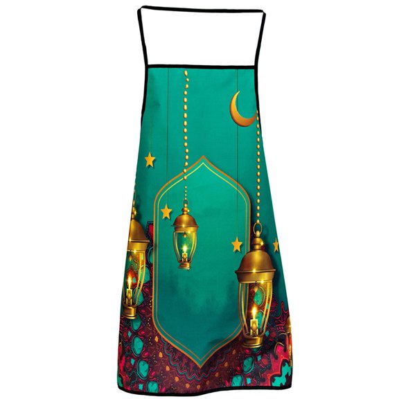 Yammee Eid Ramadan Pattern Apron Waterproof Oil Proof Polyester Digital Printed for Home Kitchen Cooking Baking Women Man Apron