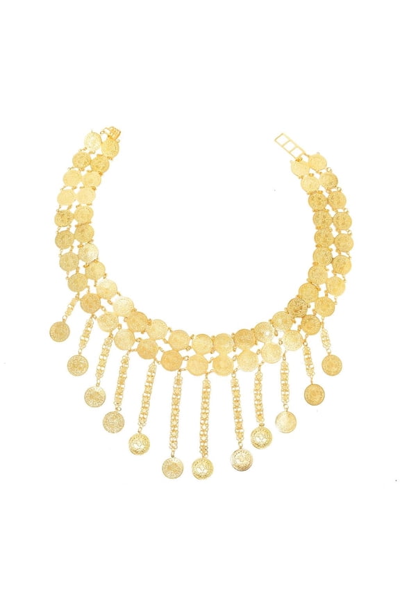 Yammee Elegant Double Layer Coin and Tassels Dance Belt for Performers and Women