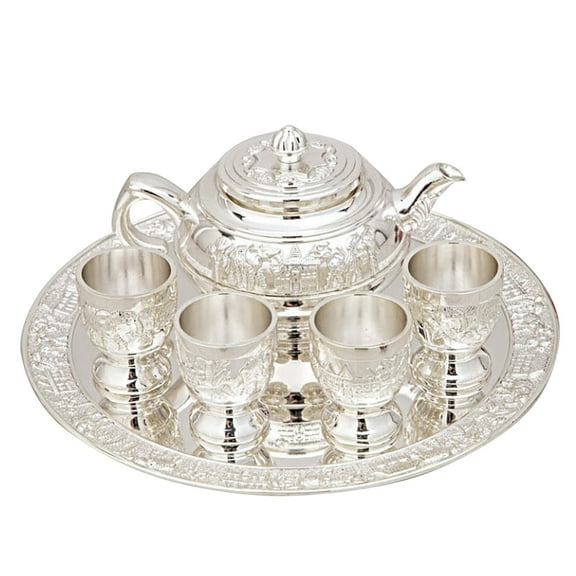 Yammee Elephant Wine Set European Metal Vintage Wine Decanter with Cups & Serving Tray