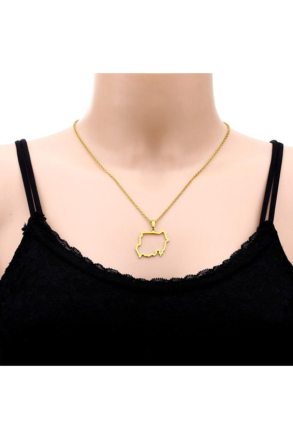 Yammee Ethnic Country Map Necklaces The Sudan Map Pendant for Women& Men