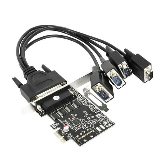 Yammee Multiport RS232 Serial Adapter PCIe Card with 1 to 4 Cable for Computer Extension