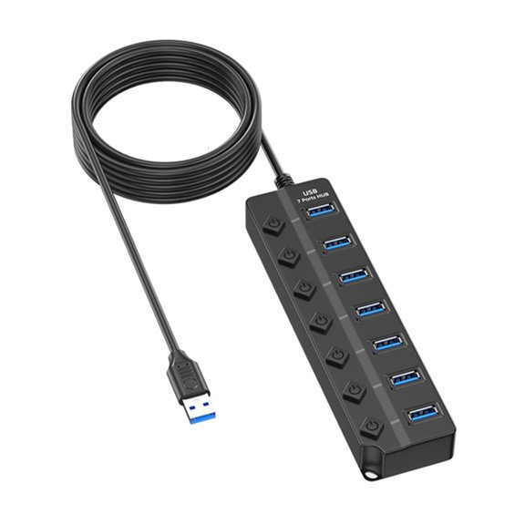Yammee Expandable USB Hub Data Hub with 7/4Port Individual Power Controls for Computers