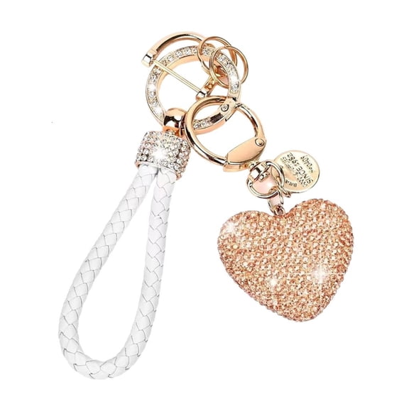 Yammee Exquisite Diamonds Studded Heart Keychain Handmade Polymer Clay Car Accessory