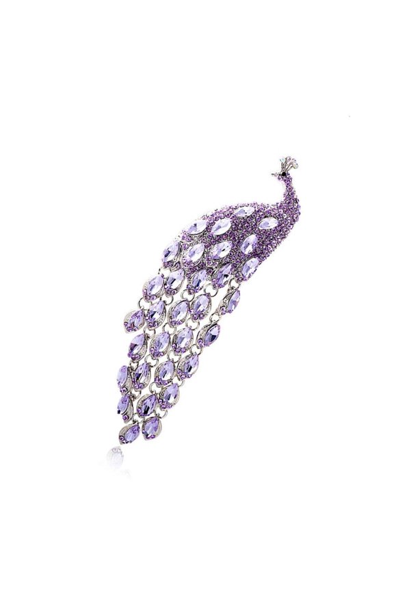 Yammee Exquisite Long Tail Peacocks Brooch Statement Jewelry Unique Clothing Accessory Suitable for Elegant Evening Wear