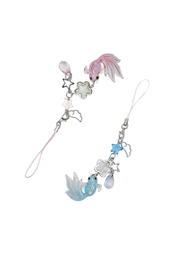 Yammee Eye catching Winged Pendant Cellphone Charm Fashionable Beaded Keychain Keyring Accessory for Bag Backpack Purse