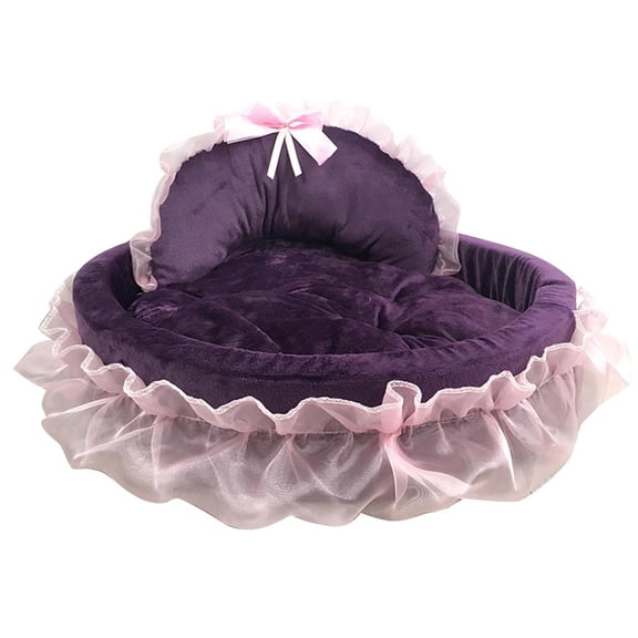 Yammee Fancy Bows Lace Dog Bed Soft and Comfortable Princess Sofa for Your Pets