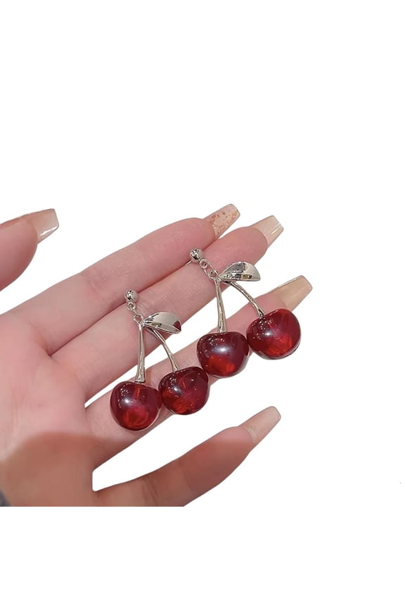 Yammee Fashionable Cherry Shaped Alloy Earrings Vibrant Cherry Shaped Earrings Accessory for Students and Professionals Alike