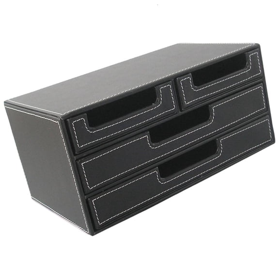 Yammee File Organizer 4 Drawers Stationery Storage Box PU Leather Desk Organizer