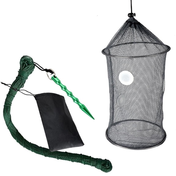 Yammee Fishing Baits Trap Braided Fishing Net with Storage Bag Fishing Tackle Accessory Foldable Basket Fish Basket Baits Cage