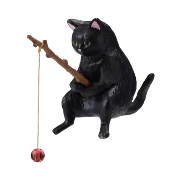 Yammee Fishing Cat Ornaments Fish Tank Landscaping Cartoon Figurine Aquarium Decoration