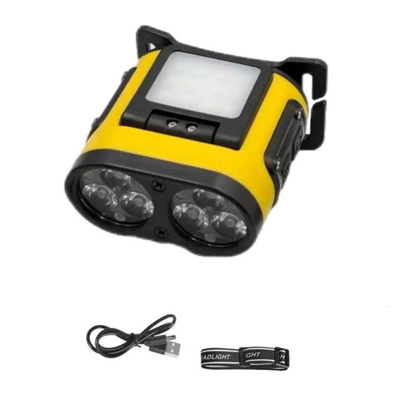 Yammee Flashlight Rechargeable LED Head Flashlight Motion Sensor Induction Headlamp