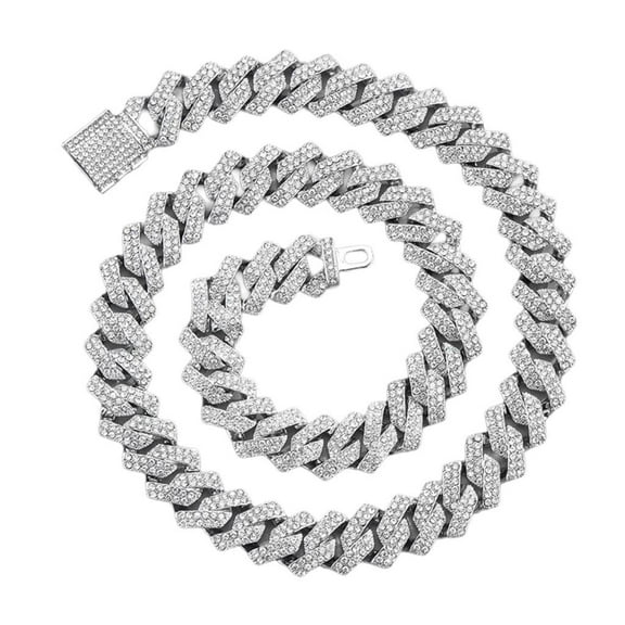 Yammee Flashy Diamonds Encrusted Cuban Necklace Streetwear for Jewelry Accessory