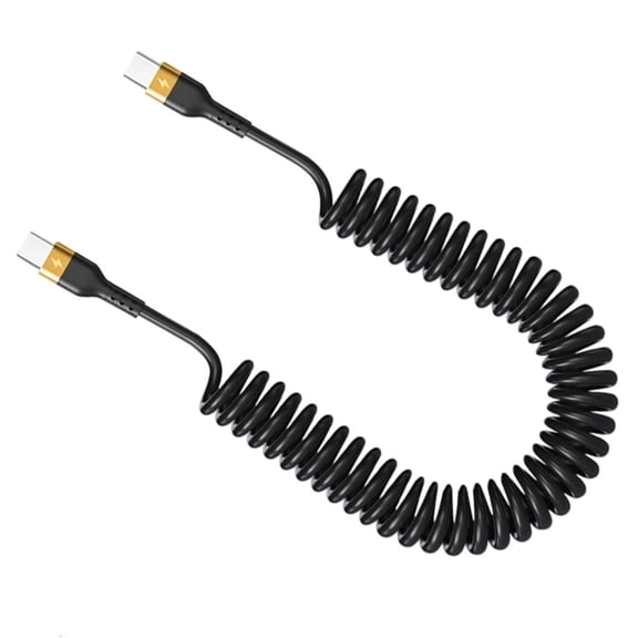 Yammee Flexible Spring Coil USB C Cable 120W Power Delivery PVC Chargers Cord for Tablet