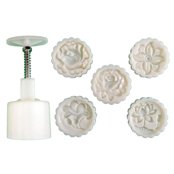 Yammee Flower Shape Moon Cake Mould Hand Pressure Cookies Cutter Cherry Blossom Pastry Tool Moon Cake Maker Bath Bombs Press