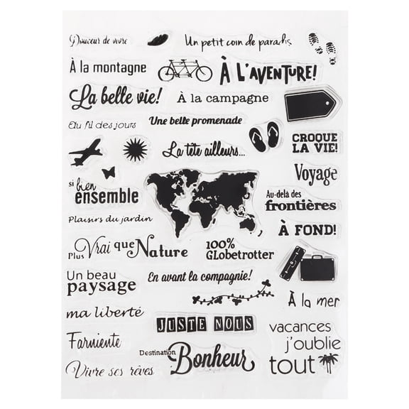 Yammee French Word Pattern Silicone Clear Stamp Exquisite Seal Transparent Stamper