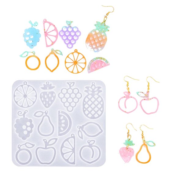 Yammee Fruit Earrings Silicone Molds Resin Jewelry Pendant Molds Crafting Moulds Vegetable Jewelry Making Molds for Crafts