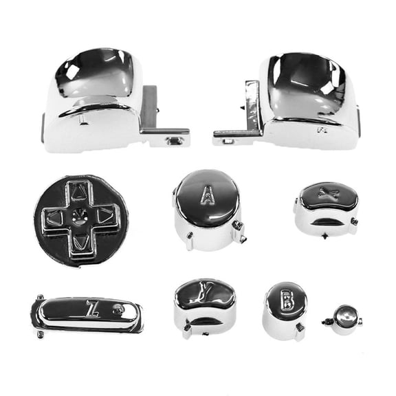 Yammee Full Button Set Plating L R ABXY Z Keypads with Thumbsticks Caps for NGC Gamecube Controller X Y A B Replacement