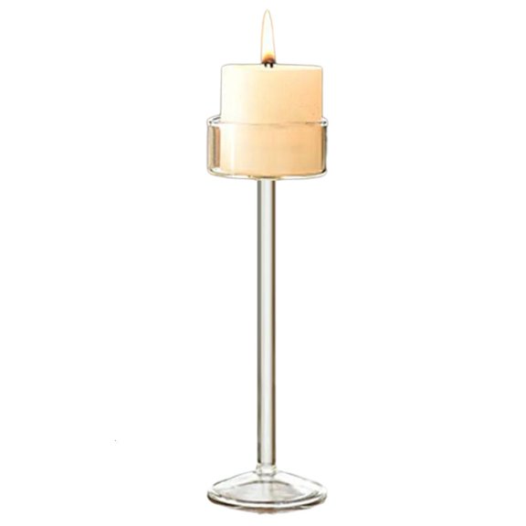 Yammee Glass Candlestick Long Stem High Clear Candle Holder Wedding Centerpiece Decors