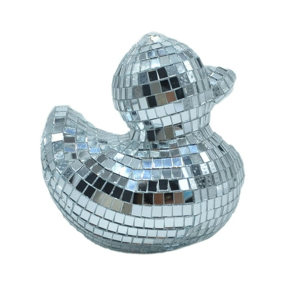 Yammee Glass Duck Figurine Mirrored Finish Discos Ornament for Music Festivals Decors