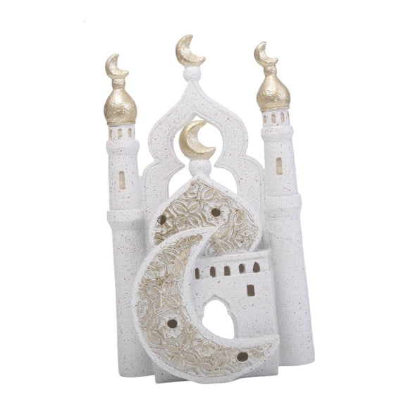 Yammee Gold and White Mosque Tower Model Table Ornament Ramadans Decorations for Home Decorations Islamic Eid Mubarak Decors