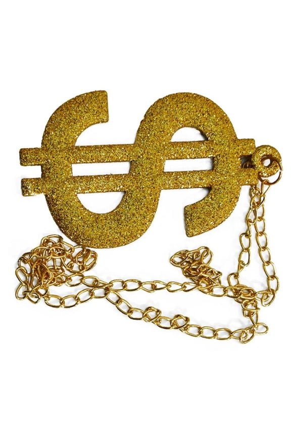 Yammee Golden Chain Dollars Sign Necklace Pendant Golden Necklace Rapper Chain Costumes