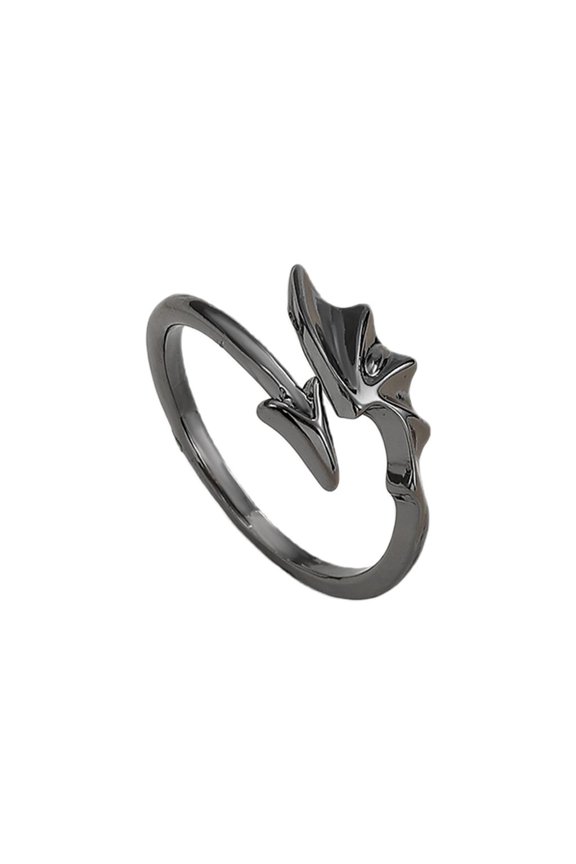 Yammee Gothic Couple Wing Open Rings Adjustable Angelic Designs Alloy Jewelry Unisex Matching Romance Gift