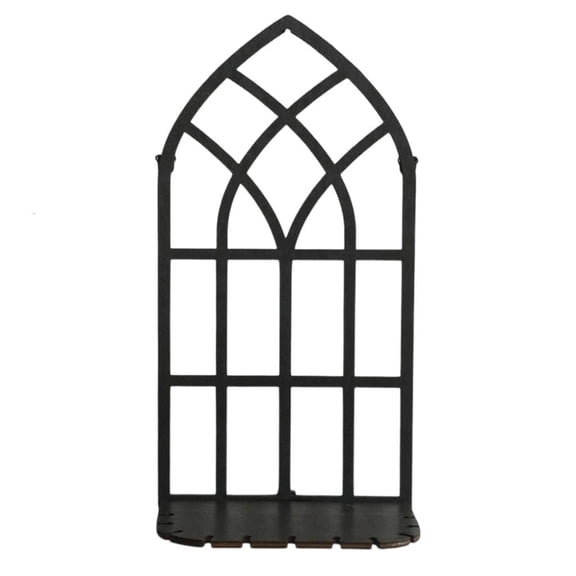 Yammee Gothic Wood Hollowed Floating Shelf Vintage Window Frame Wall Mounted Storage Rack for Crystals Plant Holder Home Decors
