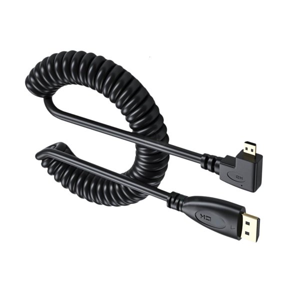 Yammee Telescopic HDTV Port 1.4 Coiled Cable Straight Head/Left/Right/Up/Down Bend Male to Male Adapter Cord for Display