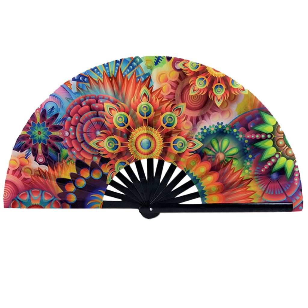 Yammee Hand Fans Women Raves Fans Festival Fan Large Folding Hand Raves ...