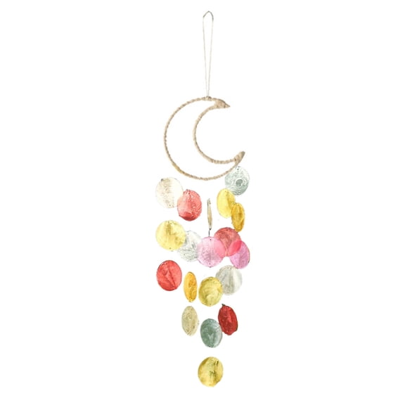 Yammee Handcrafts Capiz Shell Windchime Hanging Moon Windchime Home Decoration