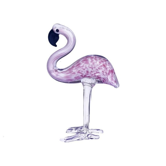 Yammee Handcrafts Glass Art Flamingo Sculpture Statue for Living Room Tabletop Display