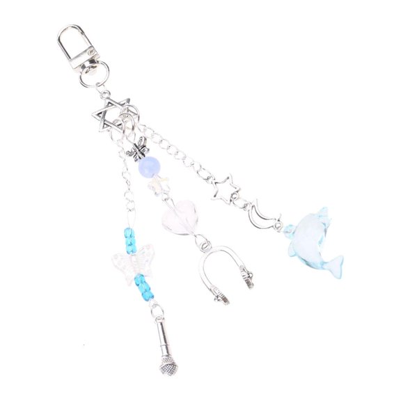 Yammee Handmade Beaded Keychain Sweet Bowknot Heart Pendant Keyring Fashion Phone Chain