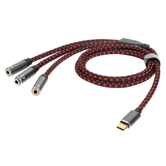 Yammee Headphone Cable USB C to 3x 3.5mm Interface Plug Aux Cord for Mi Phones Tablet