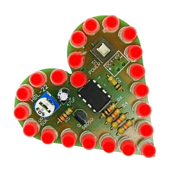 Yammee Heart Shape LED Kit For Analog Circuit Learning Beginners Solder Practice Board