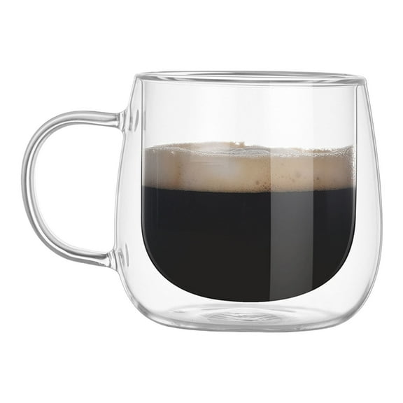 Yammee High Borosilicate Glass Espresso Mug with Handle Transparent Clear Coffee Cup