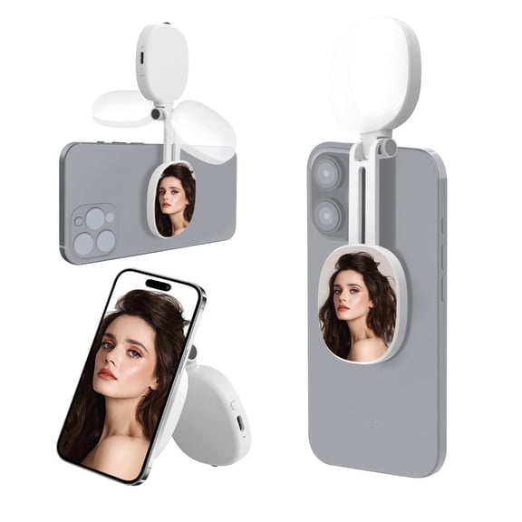 Yammee High Color accuracy Magnetic Phone Camera Light Adjustable Circle Mirror 4.50mm Foldable Arm Type C Rechargeable For Photography Video journaling