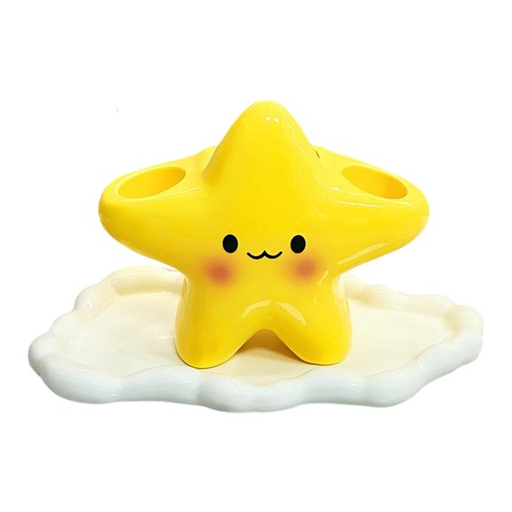 Yammee Home Star Toothbrush Storage Rack Toothpaste Storage Rack with White Cloud Tray