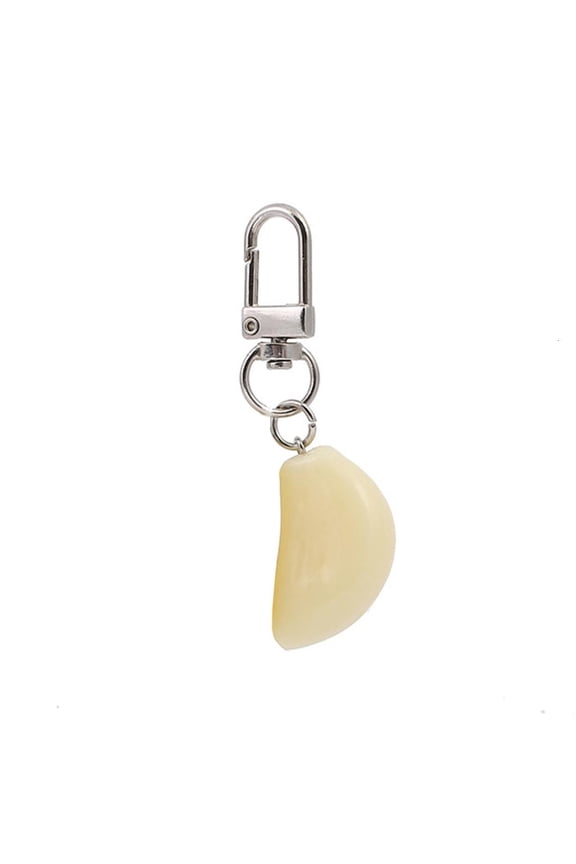 Yammee Imitation Food Pendant Garlic Keychain Mini Dangler Delicious Food Keyring with Rotary Buckle Handbag Purse Accessory