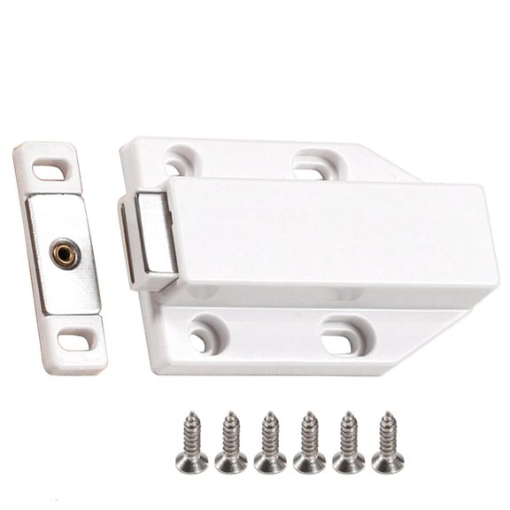 Yammee Invisible Push Open Latches Set with Mounting Hardware Rustproof Steel Components for Universal Furniture Application Use