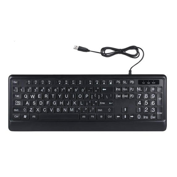 Yammee Large Print Computer Keyboard USB LED Keyboard Full Size Computer Keyboard with Customizable LED Backlit Lighting