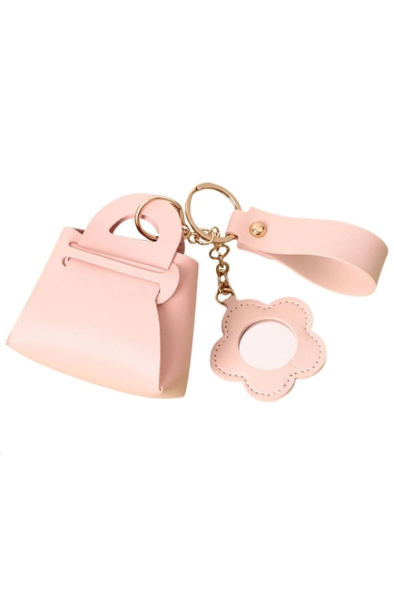 Yammee Leather Bag Charm Keychain Portable Storage Case Leather Keychain Lovely Bag Pendant Car Keyings Keychain Accessories