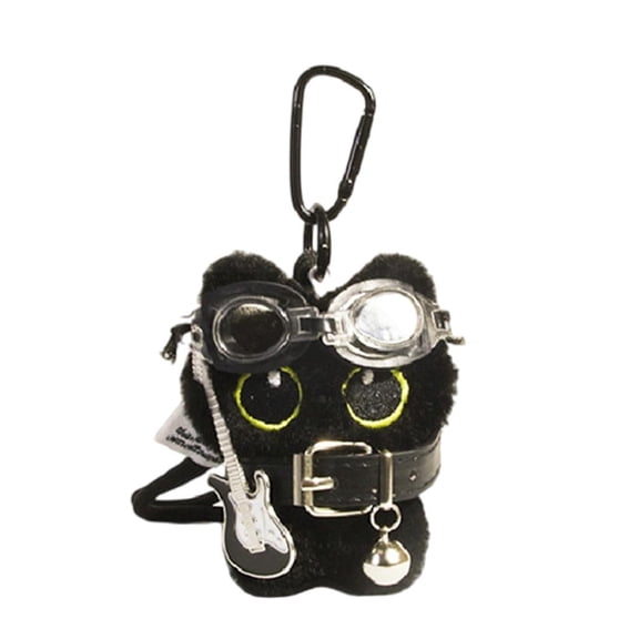 Yammee Lightweight Black Cat Plush Hanging Ornament Unique Key Chain for Everyday Use