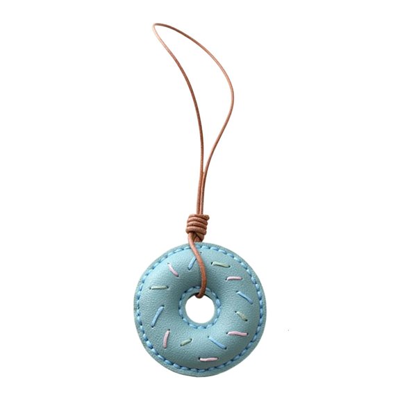 Yammee Lightweight PU Leather Doughnuts Keychain/Lanyard Stylish Key Ring for Men Women