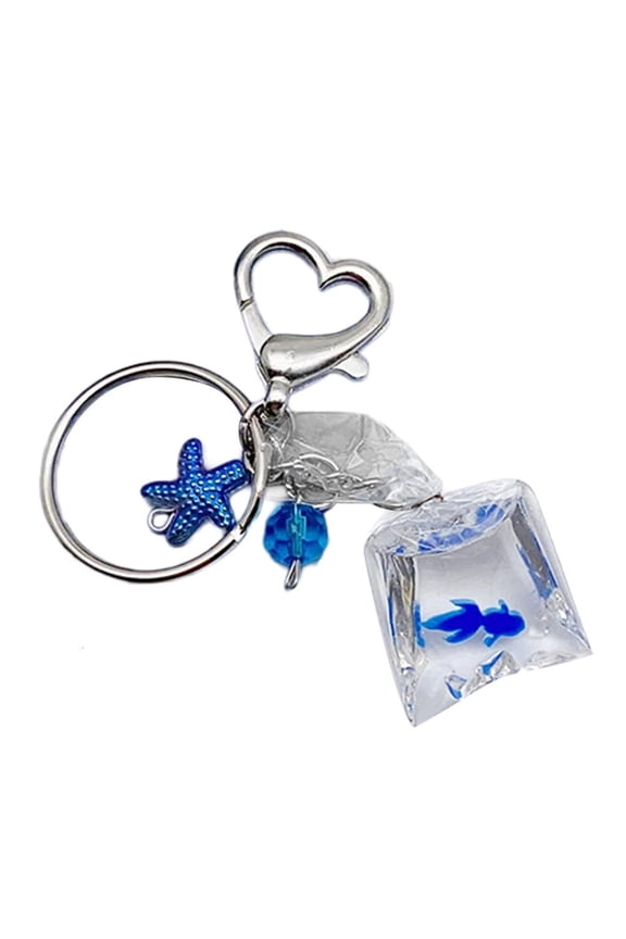 Yammee Lovely Cartoon Pet Fish Charm Keychain Cute Animal Starfish Ornament Pendant Car Keyring Purse Bag Backpack Decoration